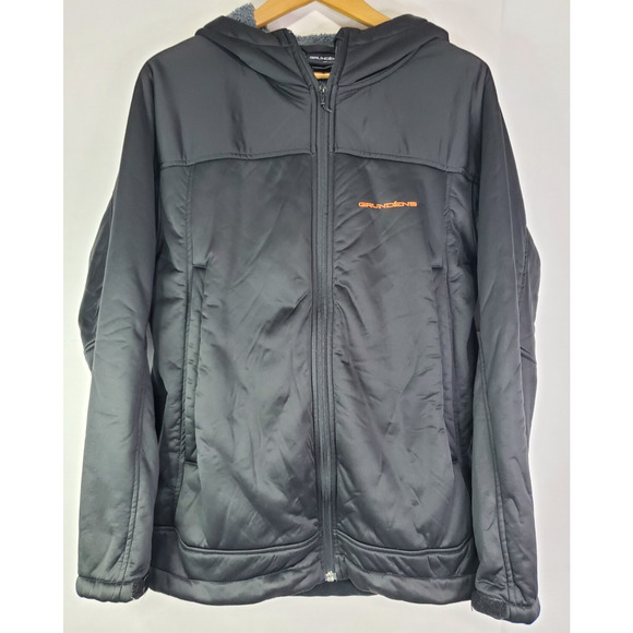 Grundens Other - Grundens Soft Shell Sherpa Lined Black Hooded Jacket Size M windbreaker fishing
